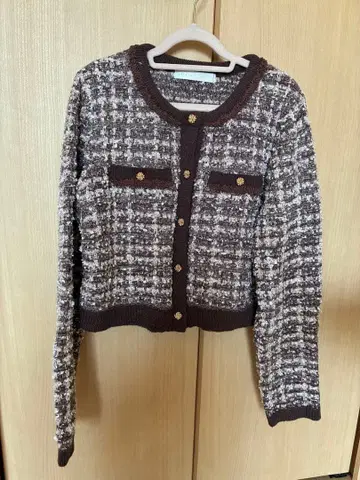 트위드 니트 가디건 릴리안 캐럿