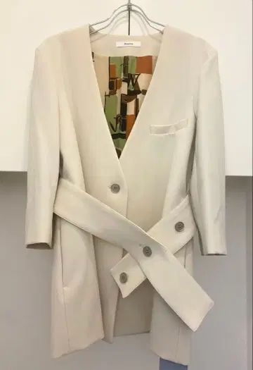 Rumche 아이보리 노카라 자켓 더블 버튼