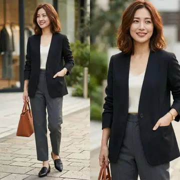 [새상품급] 온워드 카시야마 iCB 노카라 테일러드 자켓 블랙 9