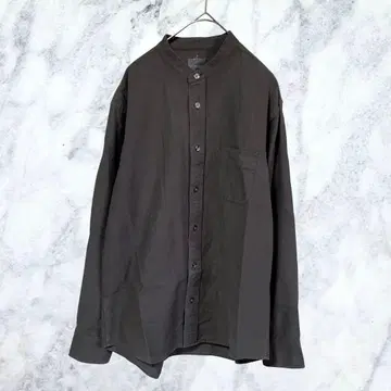 13217 MUJI 워싱 S 스탠드 카라 셔츠 다크 그레이 흑먹색