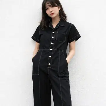 새상품 I.JCT 작업복 오버롤 살로펫 워킹 의류 블랙