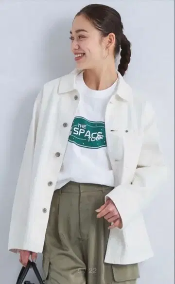 그린 라벨 릴랙싱 데님 커버올 데님 자켓 화이트