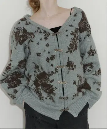 idem flower china cardigan/꽃무늬 자카드 가디건