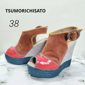 [새상품급] 츠모리치사토 웨지솔 샌들 통굽 스웨이드 브라운 스페인산