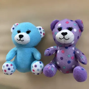 물방울 패턴 곰 봉제 인형 2체 세트
