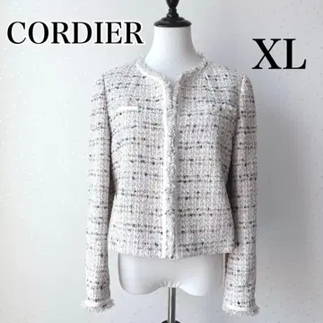 미사용급 월드 코르디아 XL 트위드 노카라 자켓 입학식