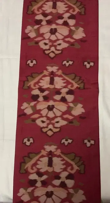 와인 레드 꽃무늬 나고야 오비 1286