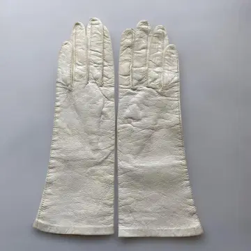 새상품급 이탈리아제 마도바 가죽 그로브 아이보리 가죽 장갑 실크 안감