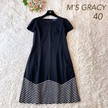 새상품급 M'S GRACY 2020년 보더 원피스 블랙 40