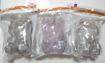 다이소 테디베어 케이스 키링 복숭아 핑크 블랙 클리어