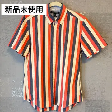 [ 새상품 ] 타미힐피거 반팔 셔츠 스트라이프 남성용 트리콜로르