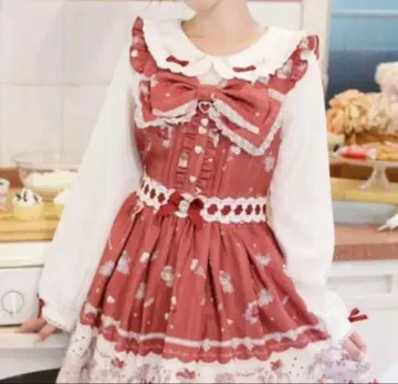 LIZLISA whip bear home Cafe 패턴 원피스 보르도