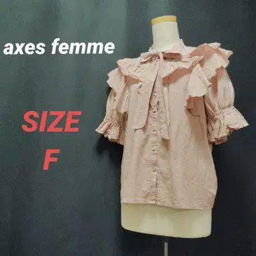 axes femme 엑시즈팜 프릴 블라우스 리본 타이 핑크