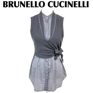 [ 새상품급 ] 브루넬로쿠치넬리 모니레 슬리브리스 블라우스 M 그레이