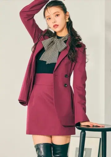 ROYALPARTY 허리 쉐이프 테일러드 자켓 미니 스커트 셋업