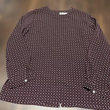 Aquascutum 기하학 패턴 와인 레드 긴팔 셔츠