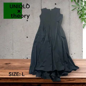 e1635 UNIQLO x theory 슬리브리스 롱 원피스 L 블랙