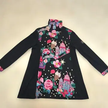 레오나르 꽃무늬 아이스크림 프린트 긴팔 튜닉