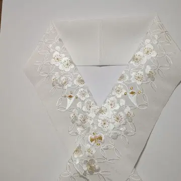 장식용 깃 장식용 깃 화이트 골드 보물 쌓기 칠보 연결 자수