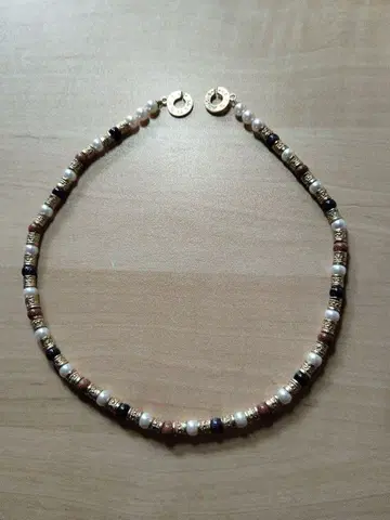 Misaki 미사키 빈티지 목걸이 골드x진주x블랙 브라운