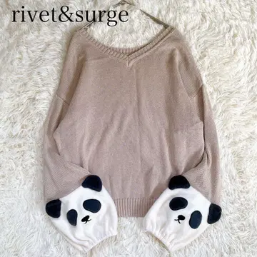 리벳앤서지 팬더 니트 애니멀 긴팔 베이지 F 코튼 혼방
