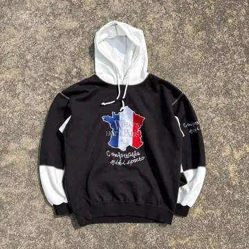 90s~ 미키하우스 스포츠 투톤 자수 후디 후드티