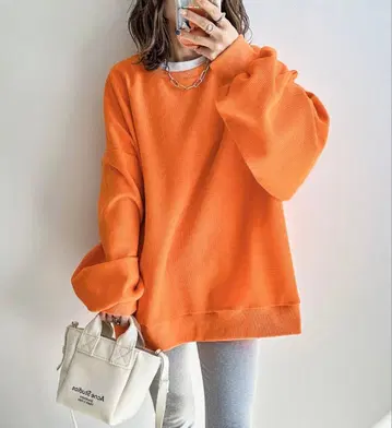 AMELY [ ema 콜라보 ] 와플 상의 오렌지