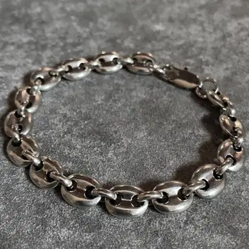 멕시칸 주얼리 실버 925 돼지코 닻 체인 팔찌 얇은