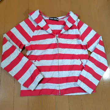 CANDY STRIPPER 빨간색과 그레이 가디건 세일러 카라