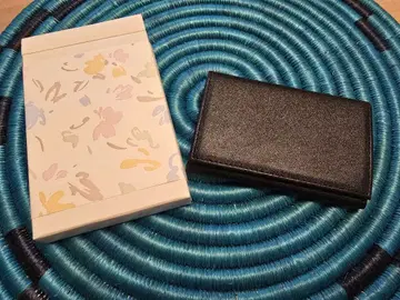 블랙 천연 가죽 가죽 명함지갑 황궁 궁내청 카드 케이스 상자 포함