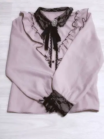 [유메텐보] DearMyLove 레이스 겹침 프릴 비쥬 블라우스