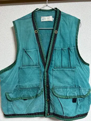 80s~90s 낚시용 조끼 그린 페이드 아메카지