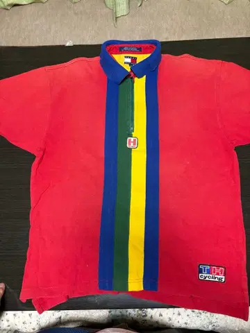 TOMMY HILFIGER 피케 셔츠 하프 지퍼 구제 의류 90s 올드