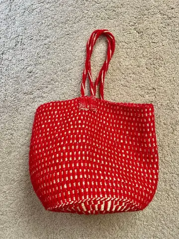 RECTANGLE 렉탱글 빨간색 사이잘 바스켓백 깅엄 체크