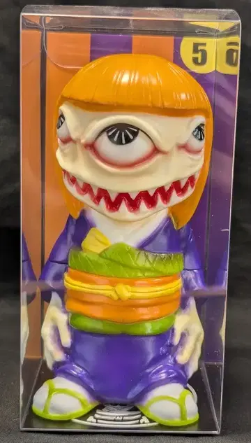 괄호 웃음 잡화점 요시코 유카타 보라색/오비 그린 오렌지/머리 오렌지