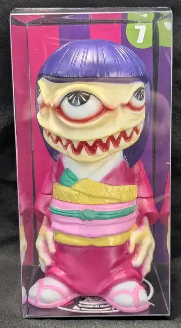 괄호 웃음 잡화점 요시코 유카타 빨간색/오비 노랑 핑크/머리 보라색