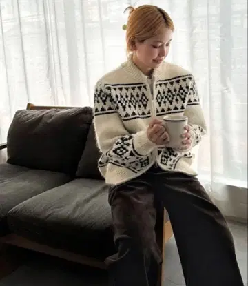 El mar 노르딕 지퍼 가디건 캐널진