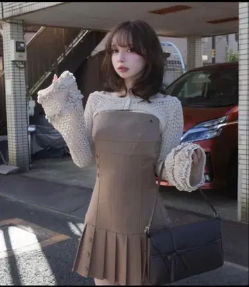 andmary Grenda pleats set mini dress