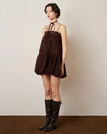 POPPY Tulle balloon tunic (brown)