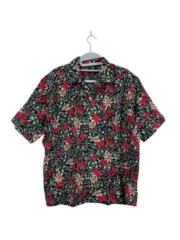 핸드메이드 알로하 셔츠 꽃무늬 반팔 블랙