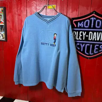 00s 베티 붑 캐릭터 맨투맨 스카이블루 자수