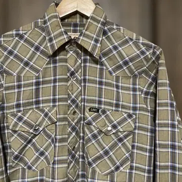 80s USA제 Lee 체크 웨스턴 셔츠 M 브라운
