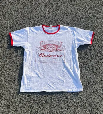 버드와이저 링거 t 화이트 레드