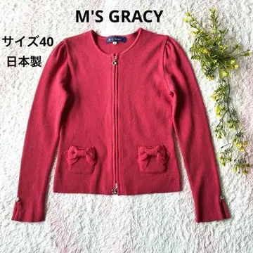 M'S GRACY 더블 지퍼 니트 가디건 리본 포켓 사이즈 40
