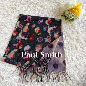 폴스미스 Paul Smith 꽃무늬 도트 무늬 리버서블 머플러