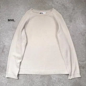 MHL 니트 베이지 크루넥 코튼