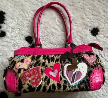 싱크비 레오파드 무늬 하트 모티브 핸드백 Think Bee!