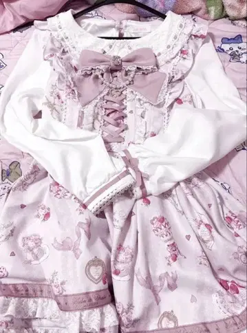 LIZLISA 리즈리사 Salon de Fraise 패턴 셋업 핑크