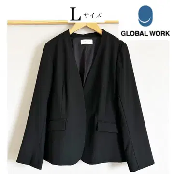 새상품급! GLOBAL WORK 블랙 V넥 노카라 자켓 L 사이즈