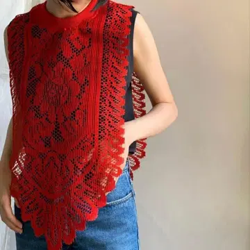 ADAM JONES Lace Table Tabard Red